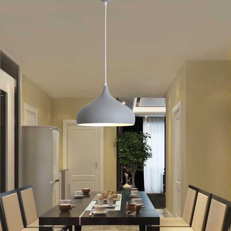 Contemporary Single Head Colorful Macron Metal Pendant Light for Study Room