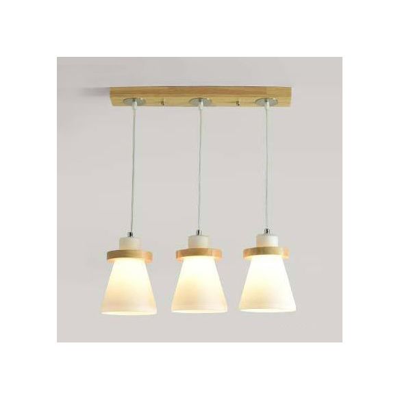Lámpara colgante de sombra cónica blanca con dosel redondo de estilo simple iluminación colgante de vidrio de leche en blanco para el cargo