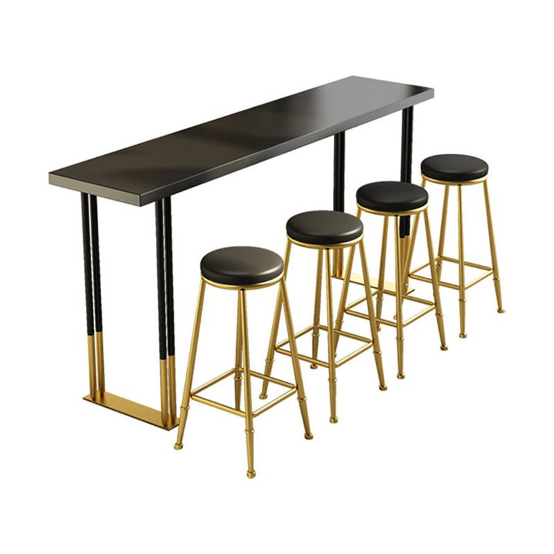 Nordic Style Bar Table Pine Top Pub Table with Black-gold Frame (only table)