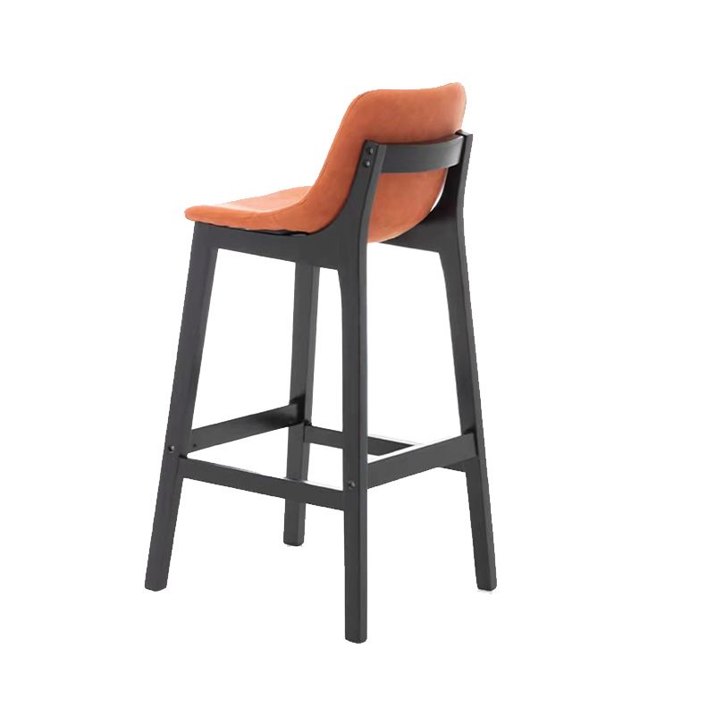 Industrial Faux Leather Bar Stools Indoor Solid Back Stools with Wooden Frame