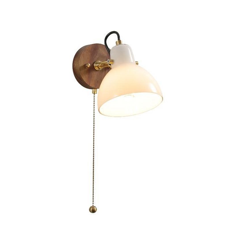 1-Light Simple Wall Lamp Modern Wall Mount Lamp with Glass Shade for Bedroom