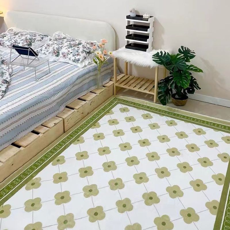 Green Modern Rug Graphic Polyester Tear Resistant Rug for Drawing Room