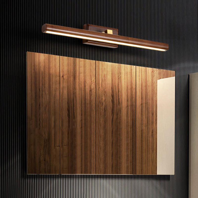 Estilo nórdico de pared lineal pared mate acrílico batio led tocador de tocador en madera oscura