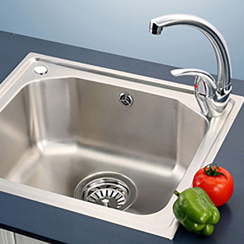 Modern Stainless Steel Kitchen Sink Single Bowl Sink with Basket Strainer