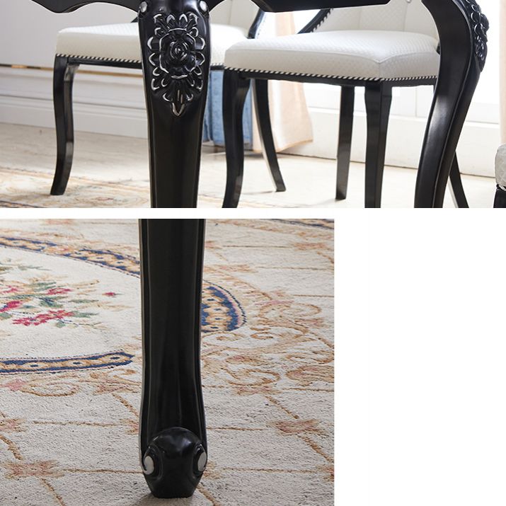 Set da pranzo in marmo in stile vittoriano con tavolo bianco e 4 gambe nere base per uso domestico