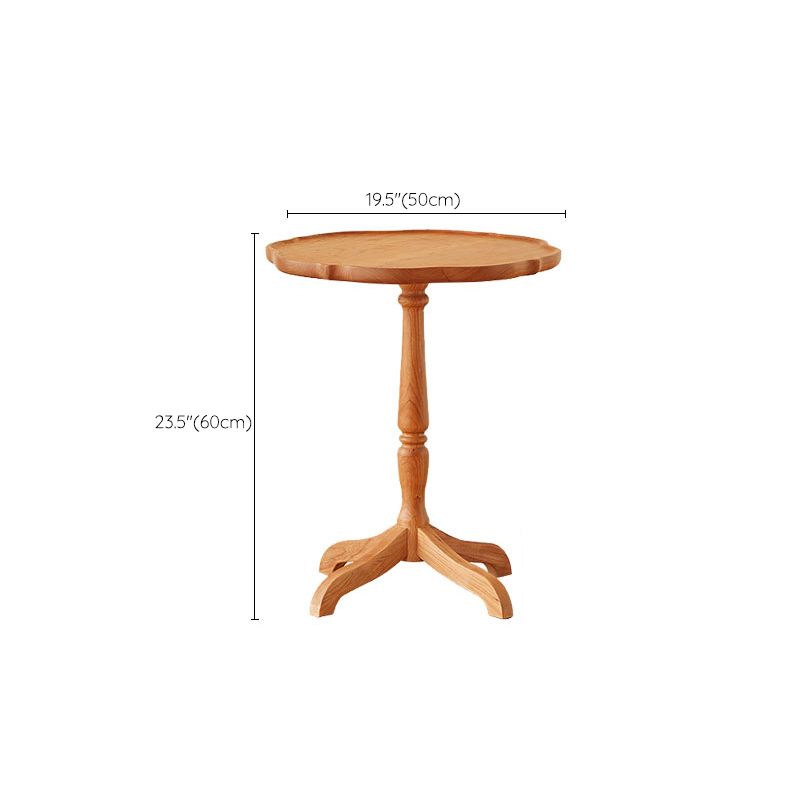 Modern Accent Side Table Naturally Shaped Natural Solid Wood 4 Legs Living Room