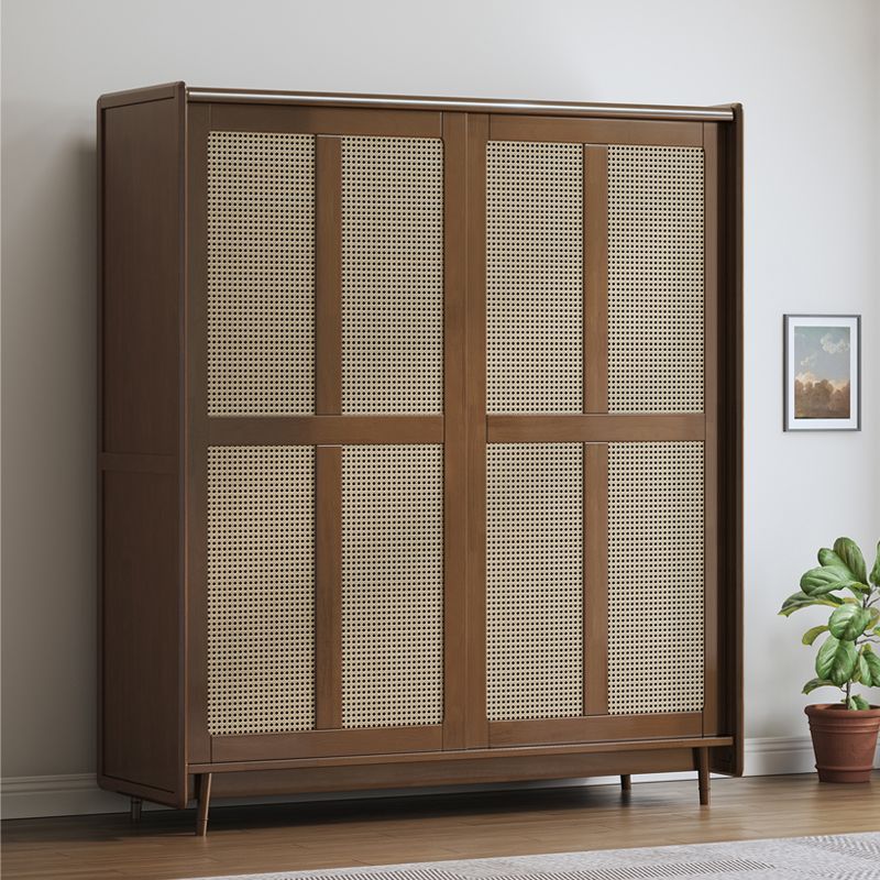 Modern Freestanding Rubberwood Solid Wood Wardrobe Bedroom Multifunctional Wardrobe