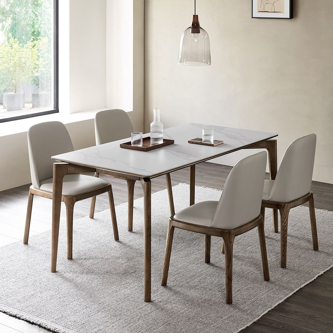 Modern Sintered Stone Top Dining Set Rectangle 1/2/4/5 Pieces Dining Room Table Set