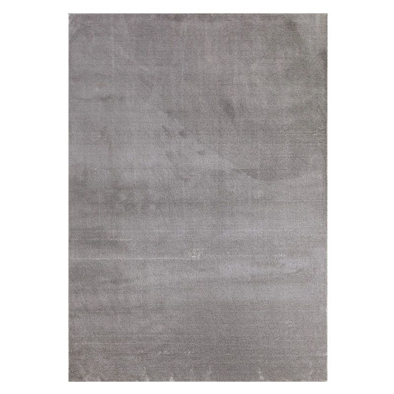 Grey Living Room Area Carpet Solid Color Polyester Area Rug Stain Resistant Easy Care Rug