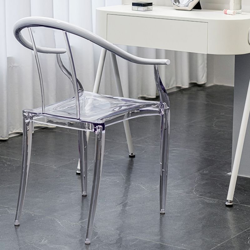 Glam Acrylic Frame Dining Armchair Slat Back Stacking Arm Chair