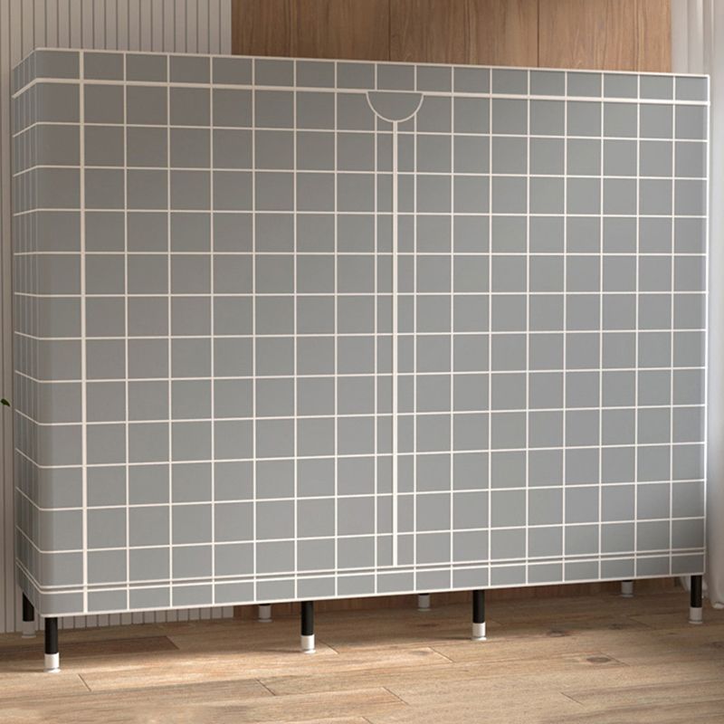 Contemporary Wardrobe Cabinet with Shelves Steel Wardrobe Armoire for Home