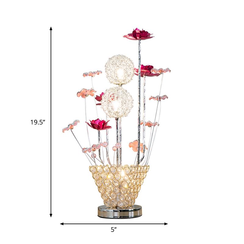 Kunstdekoration Rose und Löwenzahn Nachtlicht LED LED IRONISCHE TESEHEN LELLE LEICHNUNG MIT EBSETTE Kristallvase in Gold