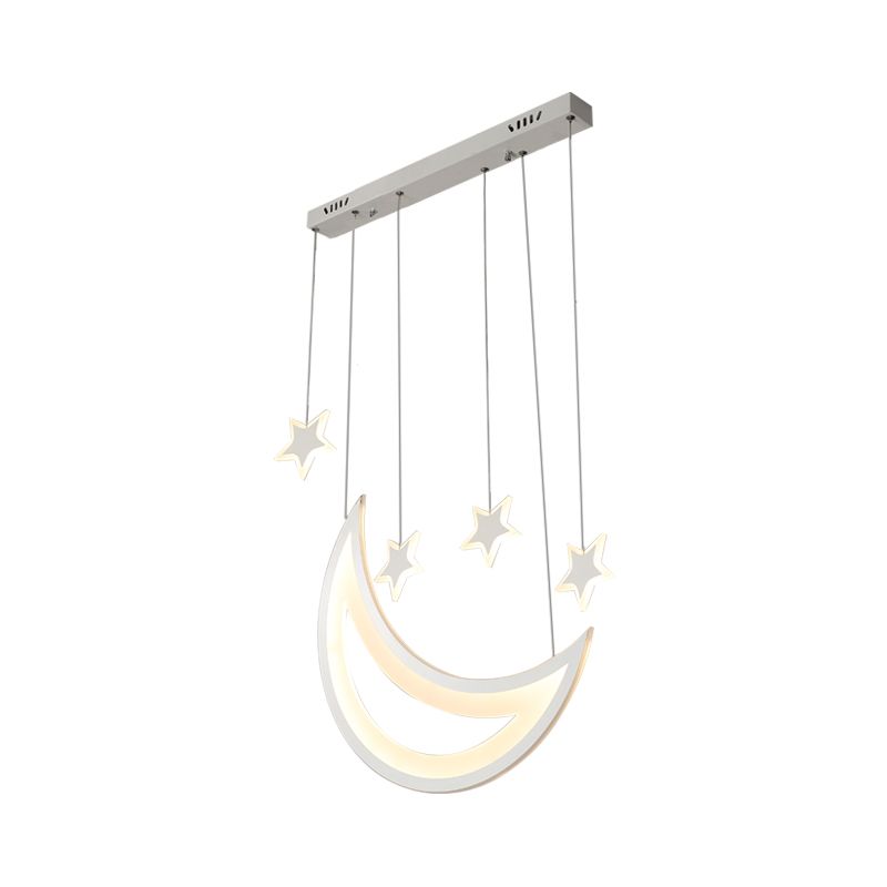 Luz de techo de luna y estrellas LED acrílico moderno 5/9 luces de comedor de comedor colgante sobre mesa con luz cálida/blanca