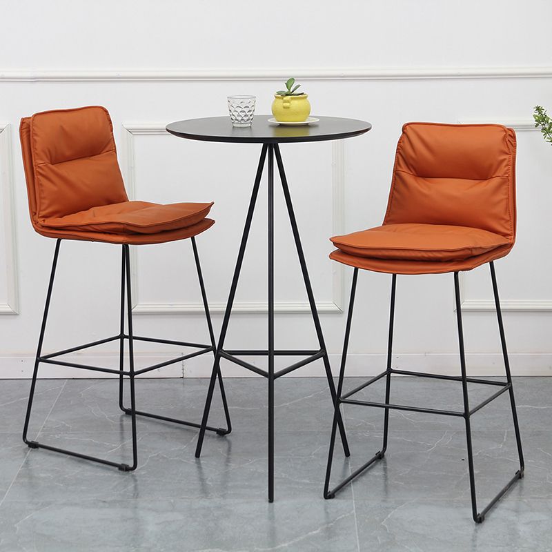 Contemporary Metal Barstool Fabric Counter Stool in Matte Finish for Indoor