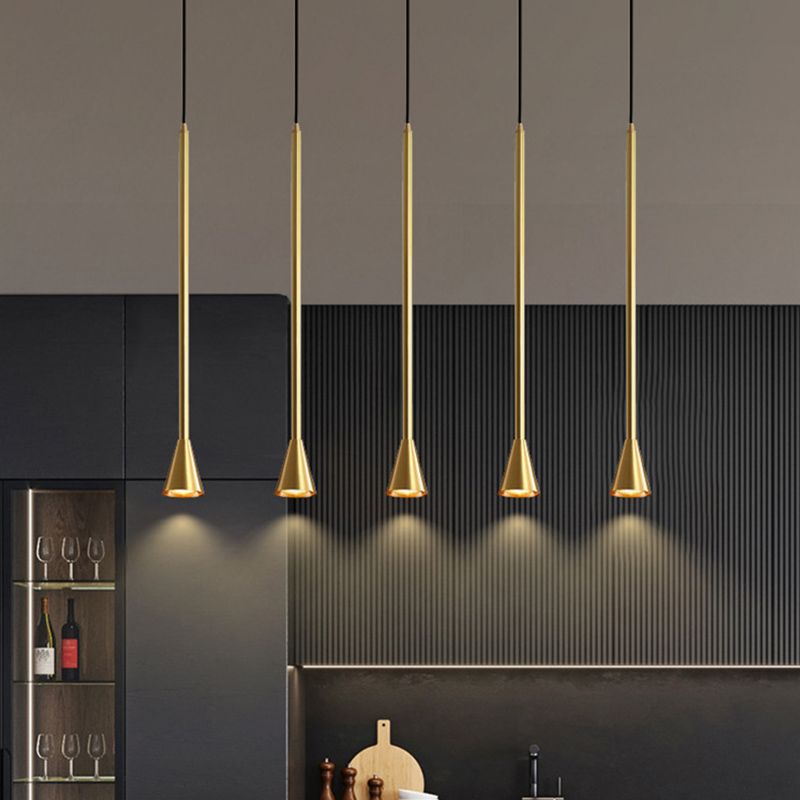Postmodern Minimalist Conical Pendant Lamp Metallic Kitchen Bar LED Suspension Light