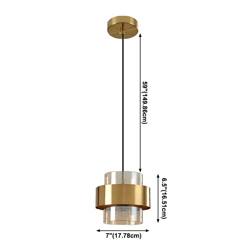 Modern Artistic Indoor Pendant Light Electroplate Metal Hanging Lamp with Glass Shade