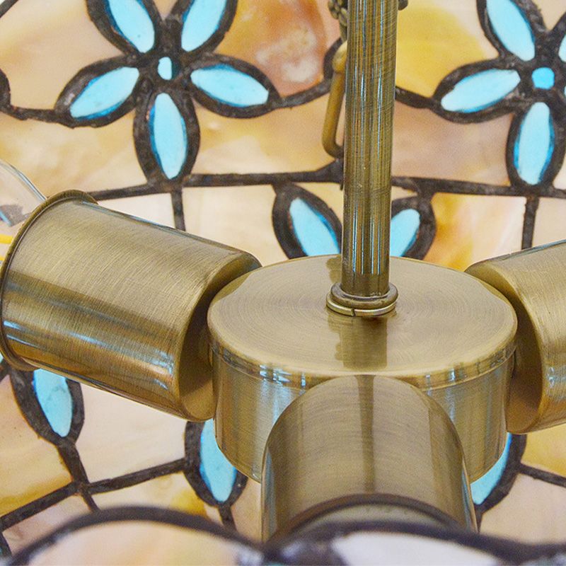 Plafonnier semi-encastré à fleurs de style Tiffany, 12/14/16 pouces de large, 3 lumières, luminaire de plafond en laiton Antique
