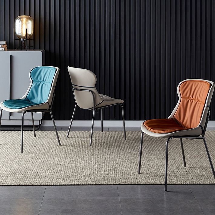 Industrial Style Leather Dining Armless Chairs Solid Back Dining Chair for Kitchen