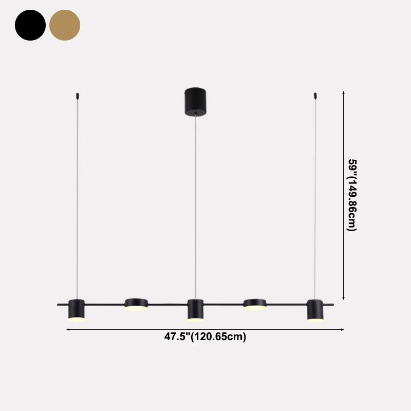 Cylinder Island Lighting Fixtures Contemporary Metal Island Chandelier Lights for Kitchen