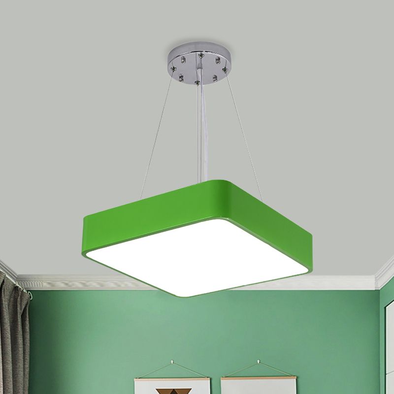 Lampada il lampadario a scuola quadrata lampada acrilica a led a led a led a led nordico kit di luce in giallo/rosso/blu