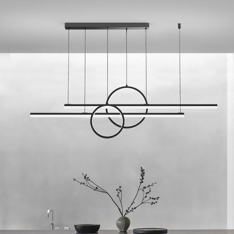 Luci da isola a forma lineare Modern MEDICE METAL INSLAGE A 4 LIGHT LIGHTINI IN NERO