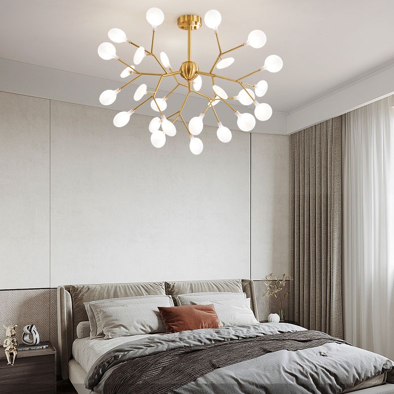 Koper sputnik hanglamp in moderne luxe stijl vuurvliegplafondlicht met acryl schaduw