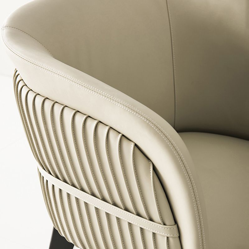 Parsons Arm Chair Leather Wooden Base Dining Chair for Dining Room