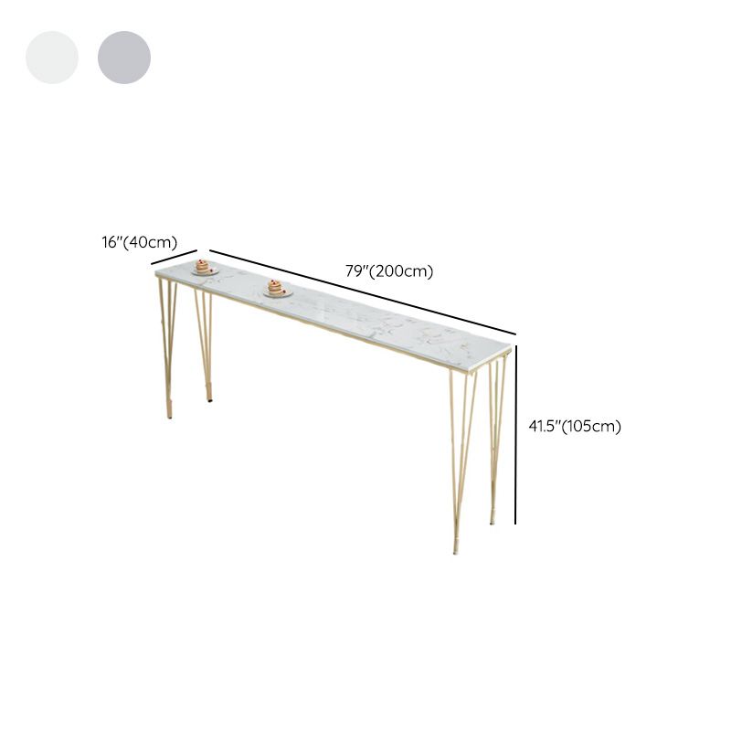 White Rectangular Bar Height Table Glam Style Bistro Pub Table with Four Legs