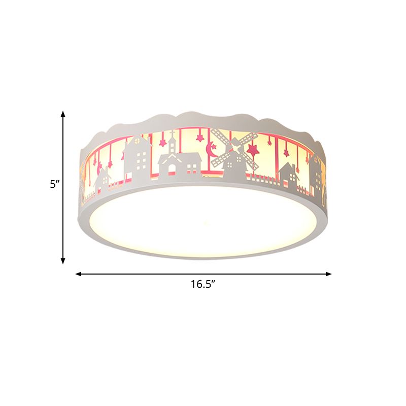 Lampada da soffitto a LED per sala giochi per bambini in ferro con motivi a forma di casa dei cartoni animati in luce calda/bianca