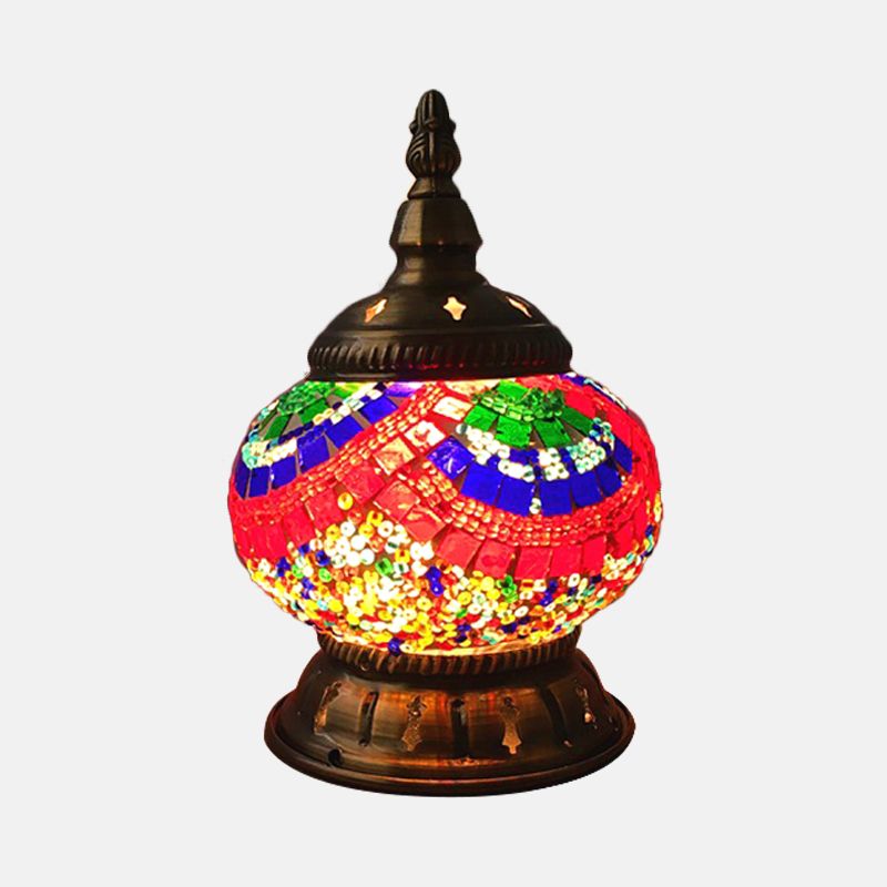 1 hoofdbol tafellamp traditioneel rood/oranje/lichtblauw gekleurd klassen nachtkastje lamp voor slaapkamer