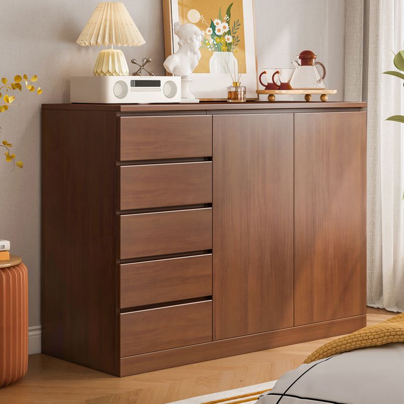 Multi Drawers Dresser White and Brown Wooden Storage Chest for Bedside