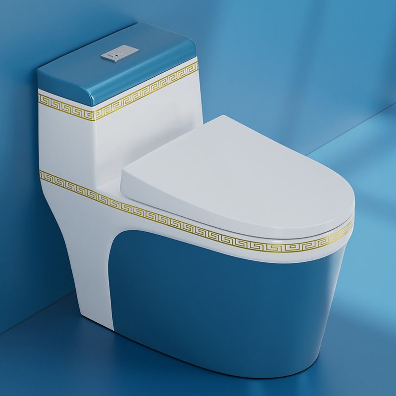 Traditional One Piece Toilet Floor Mounted Toilet Bowl with Slow Close Seat for Washroom