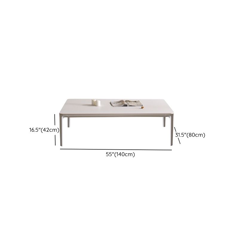 Modernism Sate Top Coffee Table Rectangular 4 Legs Cocktail Table in White