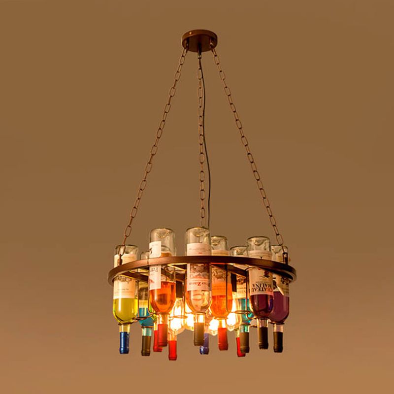Muti-Color Ceiling Chandelier Pendant Industrial Metal Bottles Pendant Ceiling Fixture Lamp