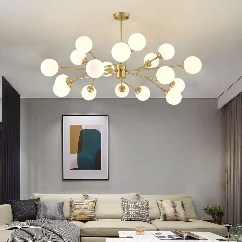 Glass Gold Chandelier in Modern Artistic Style Copper Globe Pendant Light for Interior Spaces