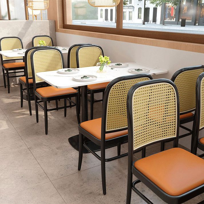 Contemporary Bar and Counter Stool Brown Stool with 4 Legs in Black