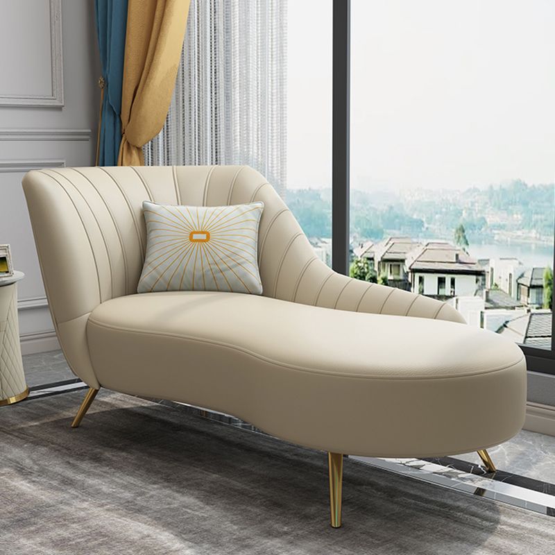 Modern Leather Chaise Lounge Flared Arms Chaise for Bedroom and Living Room