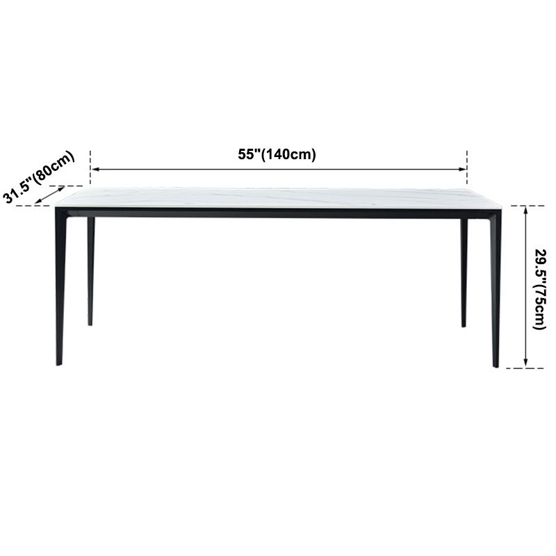 Simple Sintered Stone Top White Dining Table Rectangle Shape Dining Table for Kitchen