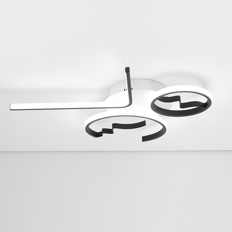 Geometrische Acryl-Unterputzbeleuchtung, moderne 3/4-Licht-Deckenleuchte in Schwarz/Weiß mit warmem/weißem Licht