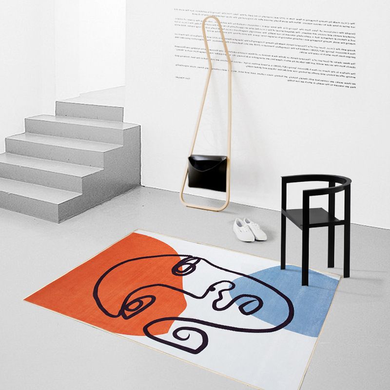 Human Face Abstract Carpet Area Carpet Non-Slip Backing Rug for Living Room