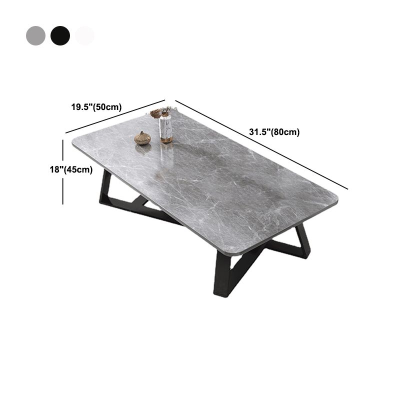 17.72" Tall Glam Style Coffee Cocktail Table Slate Rectangular Coffee Table