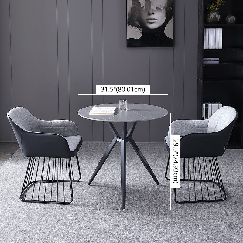 Modern Style Sintered Stone Dining Set with Round Shape Dinette Set with 3 Legs Base