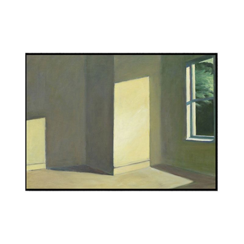 Empty Room with Sunlight Painting Green Canvas Made Wall Art Print, Textured Surface