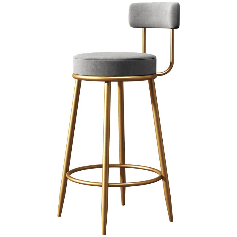 Nordic Armless Backrest Counter Stool Iron Dessert Shop Bar Stool with Cushion and Pedal