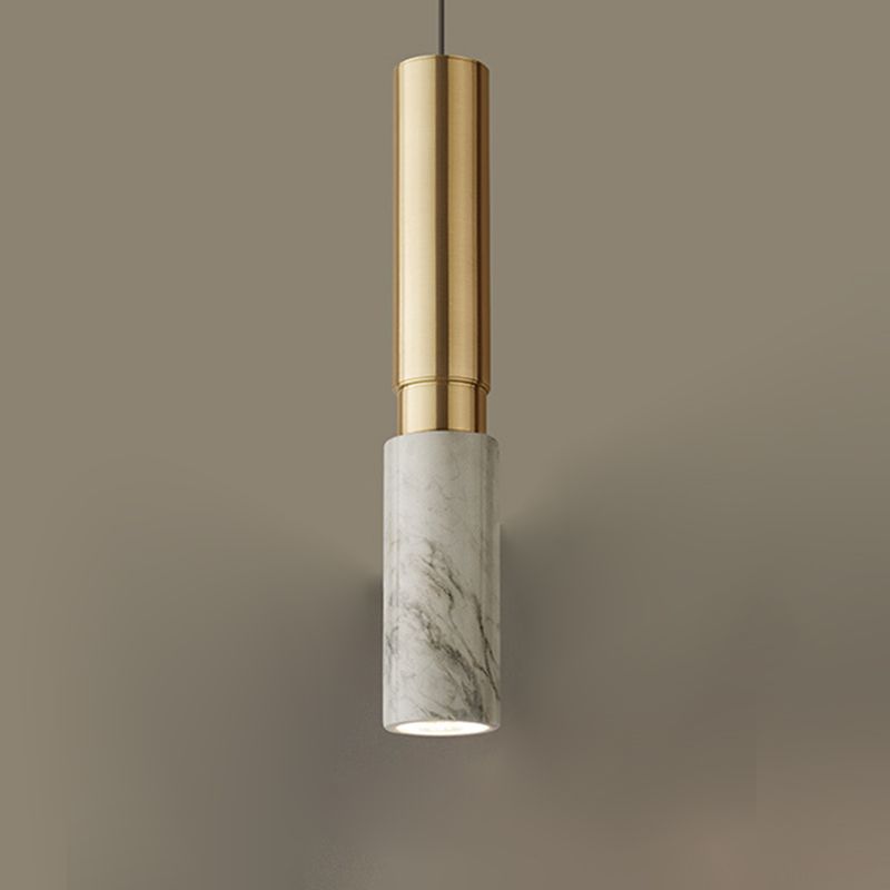 Minimalism Hanging Ceiling Light Marble 1-Light Cylinder Ceiling Pendant Light