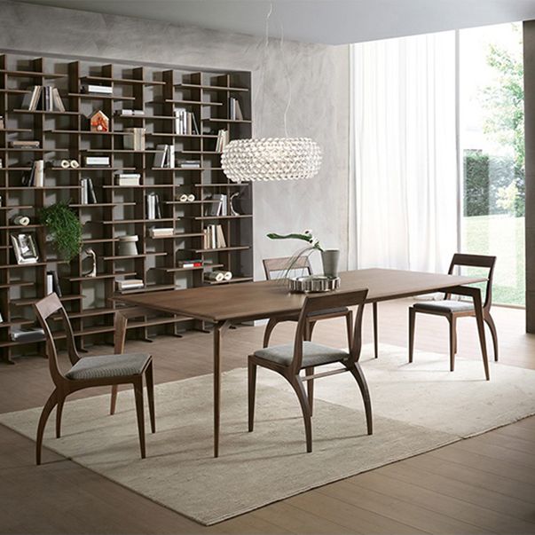 Modern Rectangular Dark Brown Wooden Dining Table with 4 Foot