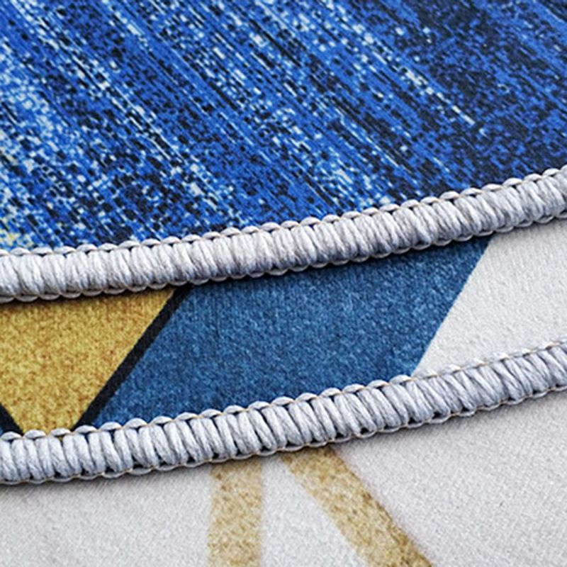 Round Multicolor Bold Rug Polyester Carpet Abstract Print Indoor Rug Stain Resistant for Living Room