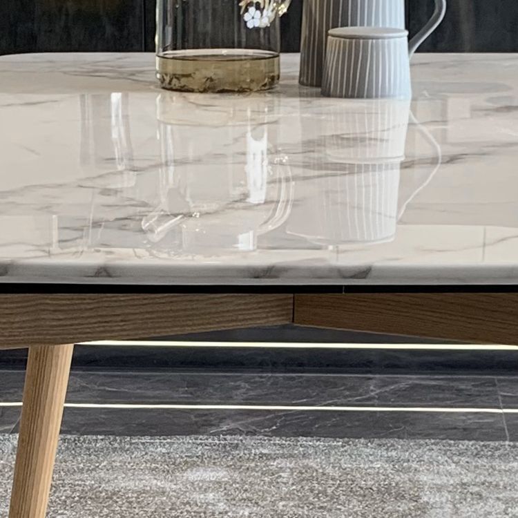 Contemporary Rectangle Dining Table White Sintered Stone Dining Table with 4 Legs