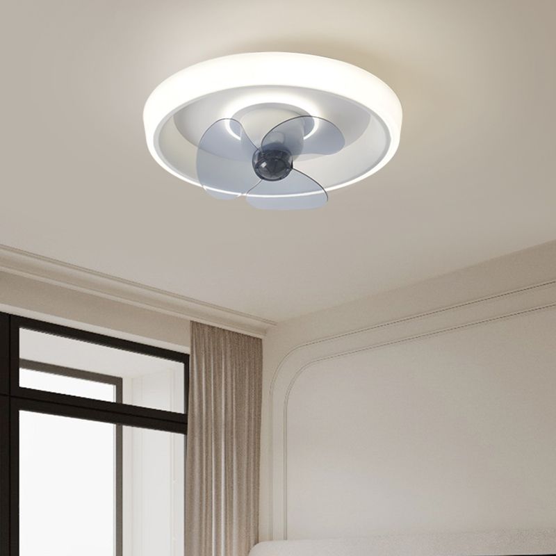 Modern Style Round Ceiling Fan Light Metal Single Light LED Flush Light