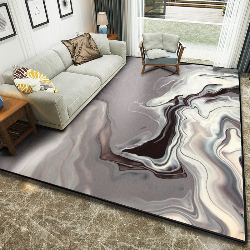 Art Deco Nordic Rug Multi Color 3D Marble Print Carpet Anti-Slip Stain Resistant Pet Friendly Rug for Great Room
